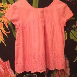 Coral Eyelet Detail Top